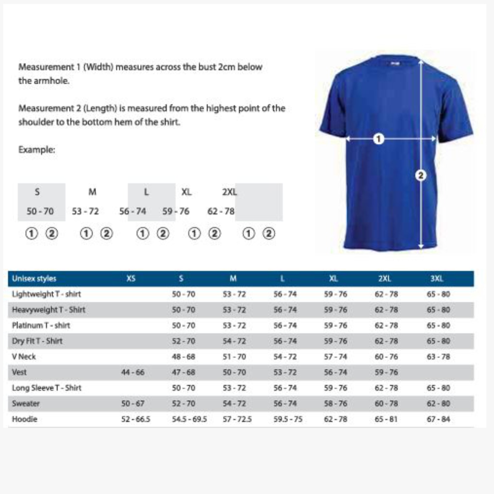 Sizing Chart